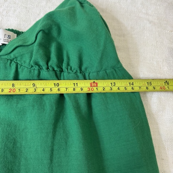 Y2K Babydoll Cotton Green Dress Small Resort Strappy Tiers Boho Fairy Coquette - Picture 4 of 12